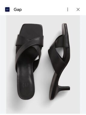 GAP Black Cross-Strap Kitten Heel Mule